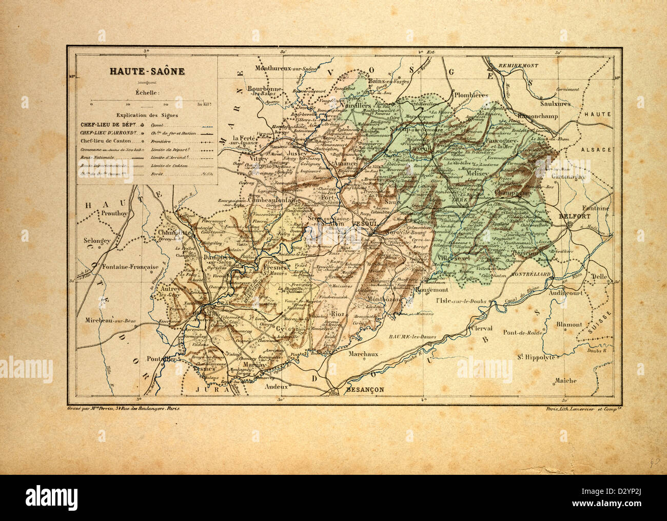 Mappa di haute-Saone Francia Foto Stock
