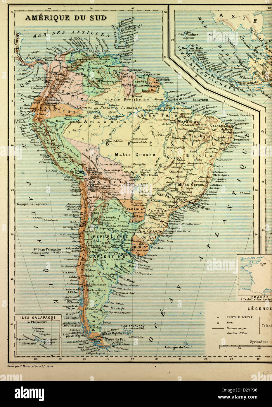 Mappa di Sud America Foto Stock