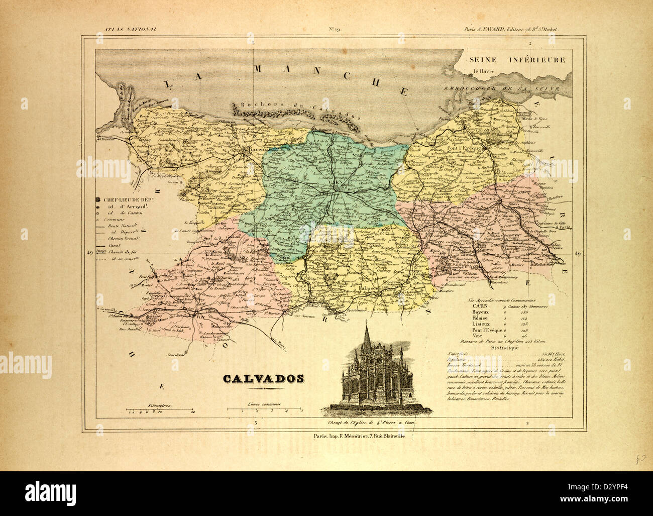 Mappa di CALVADOS FRANCIA Foto Stock