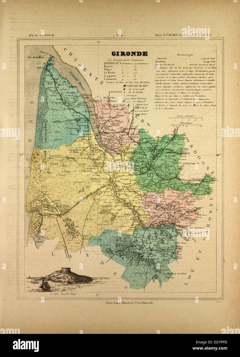 Mappa di GIRONDE FRANCIA Foto Stock