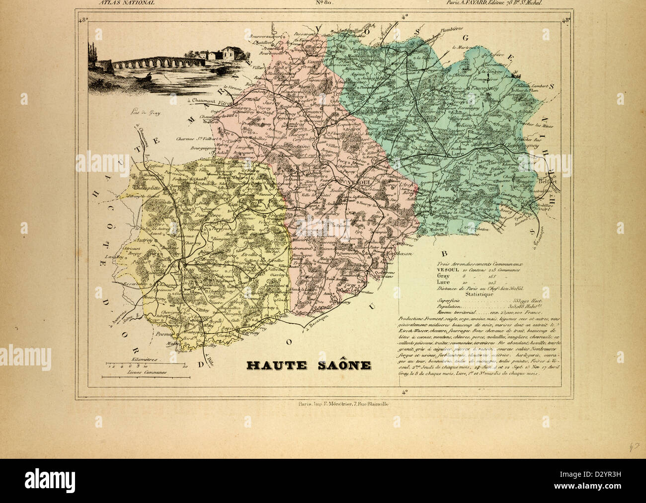 Mappa di Haute Saône FRANCIA Foto Stock