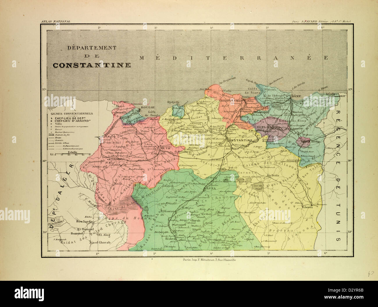 Mappa DI UNA PARTE DI ALGERIA Foto Stock