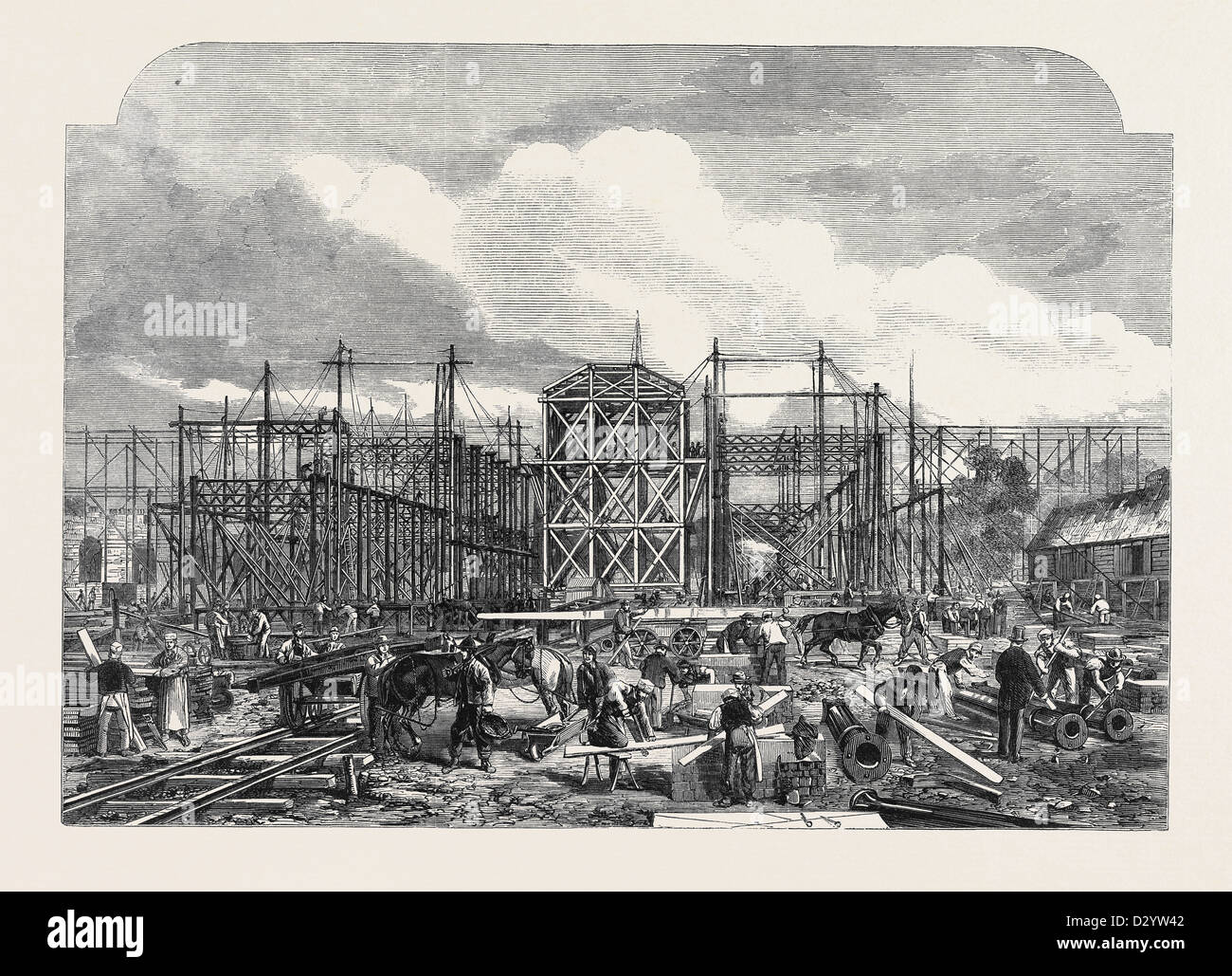 Progressi dell'edificio per la mostra internazionale del 1862. Foto Stock