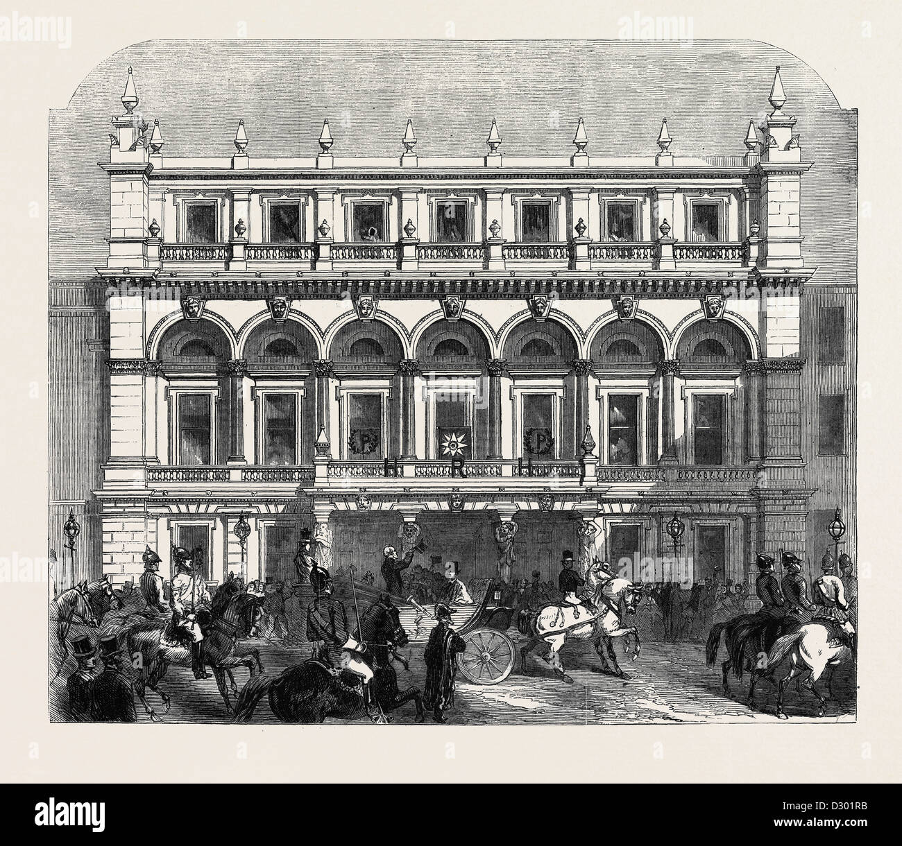 L'apertura dell'istituzione di Hartley a Southampton da Lord Palmerston: arrivo della sua signoria all'istituzione 1862 Foto Stock
