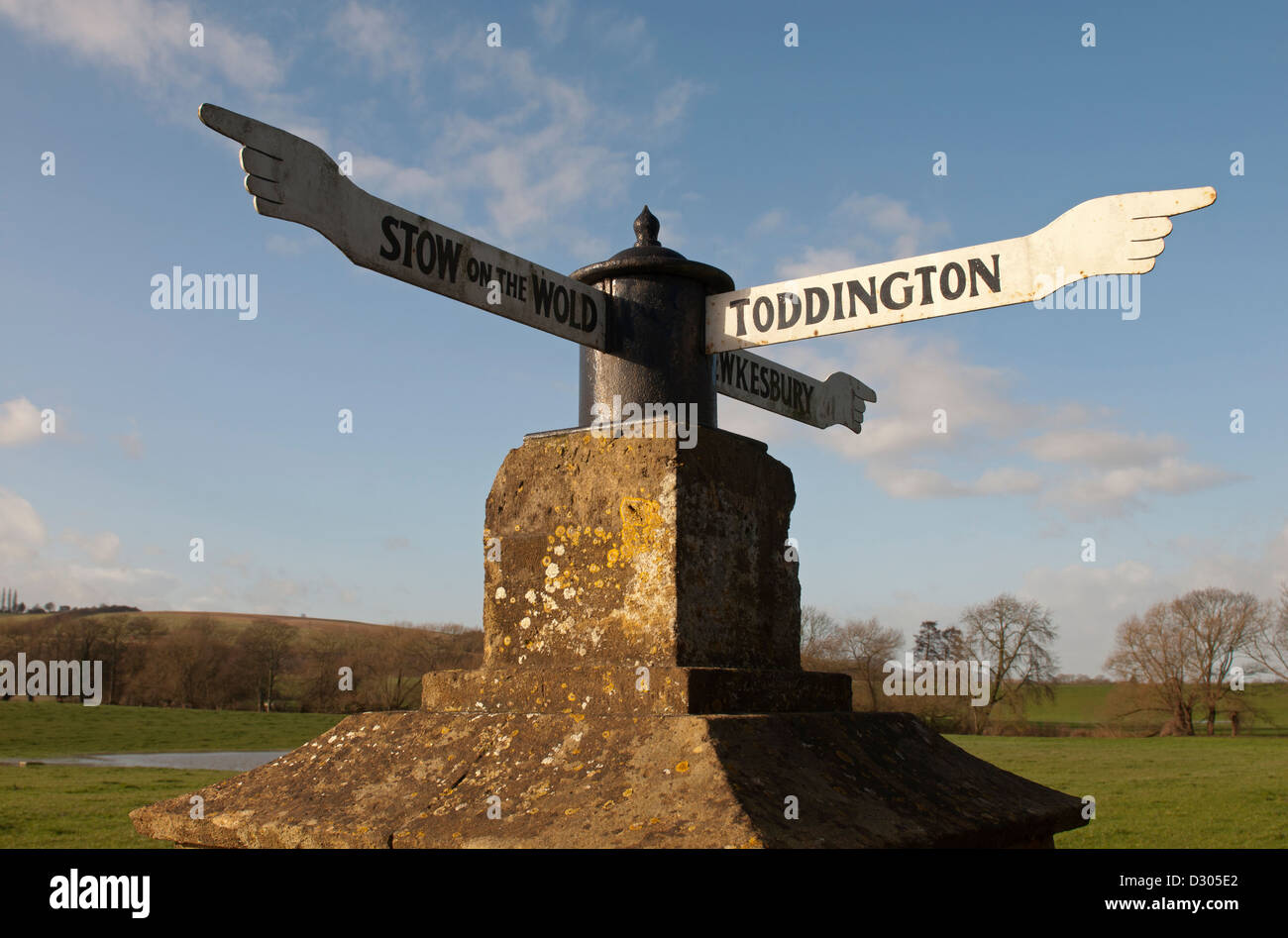 Fingerpost vicino Toddington, Gloucestershire, England, Regno Unito Foto Stock