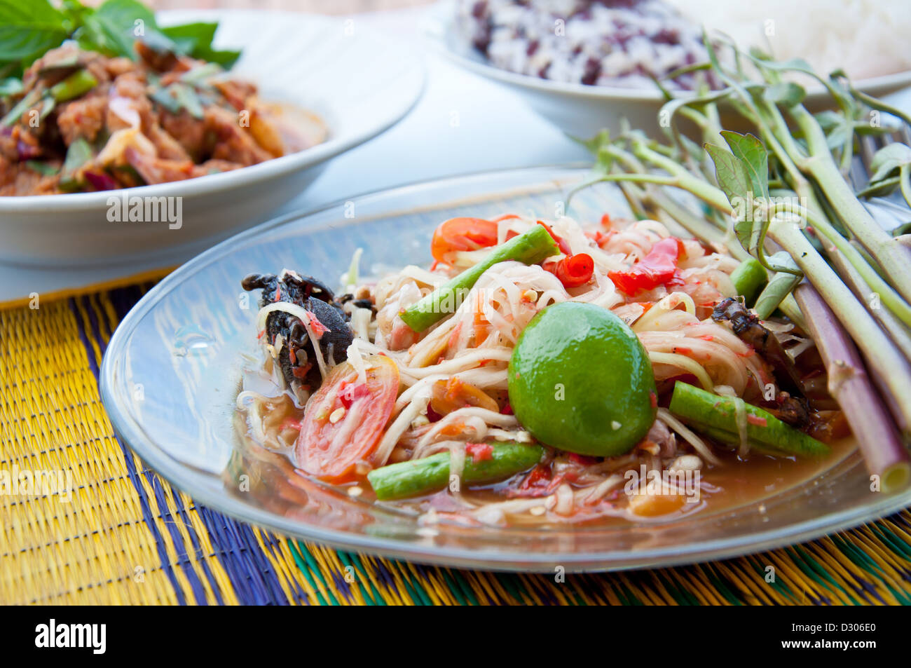 Il cibo tailandese SOMTAM chiamata Foto Stock