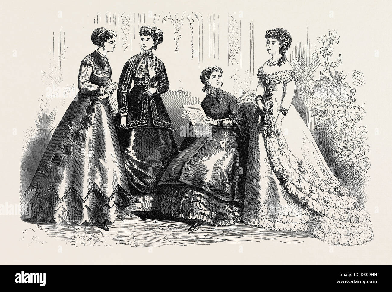 Moda di Parigi per il mese di agosto Francia 1867 Foto Stock