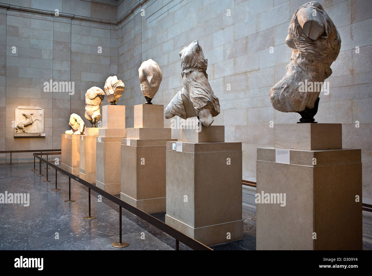 La questione dei marmi del Partenone al British Museum di Londra, Foto Stock