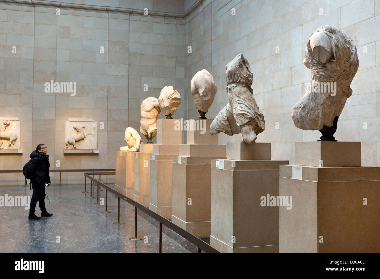 La questione dei marmi del Partenone al British Museum di Londra, Foto Stock