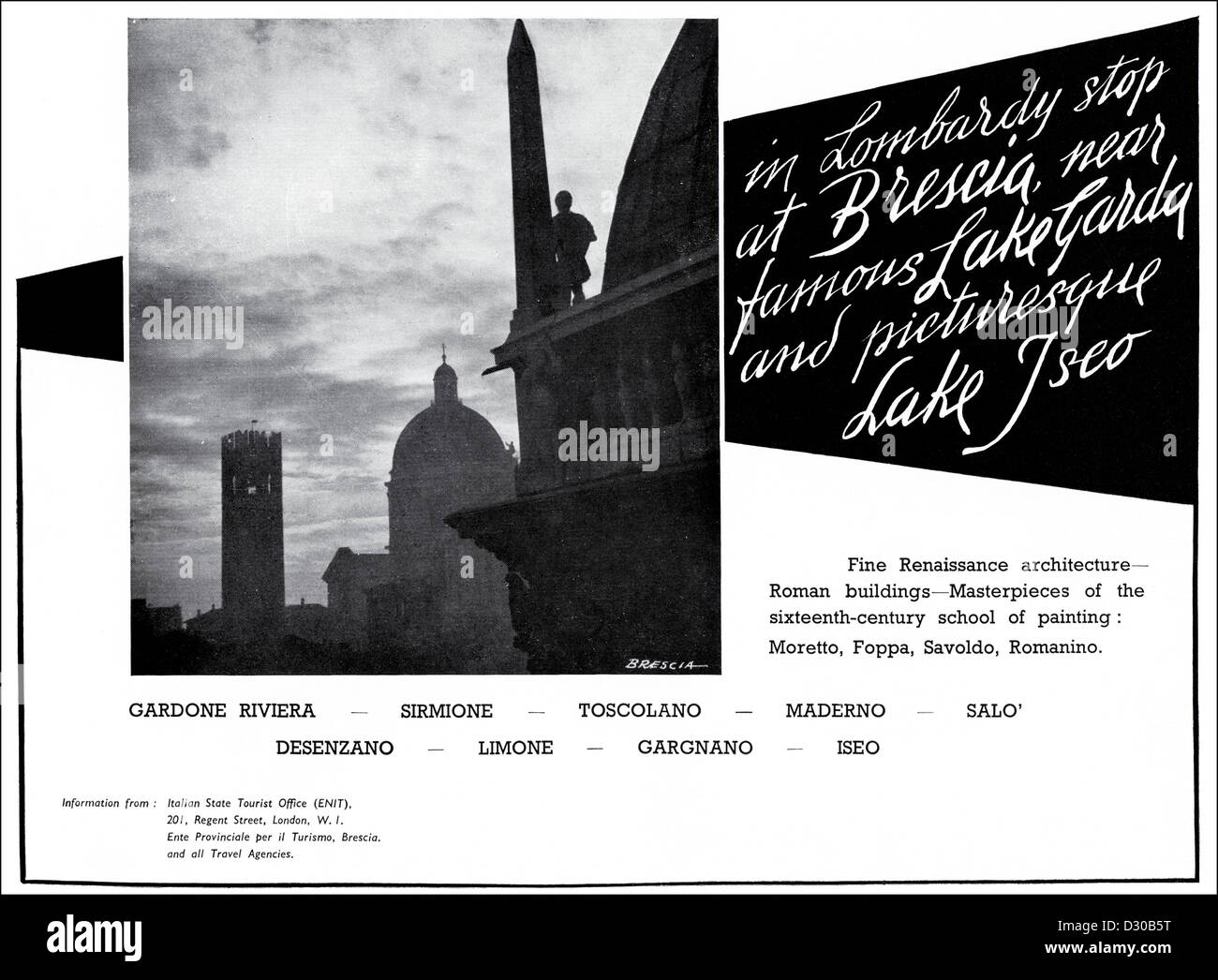 Originale degli anni cinquanta vintage annuncio stampa dalla rivista inglese pubblicità turismo in Italia Foto Stock
