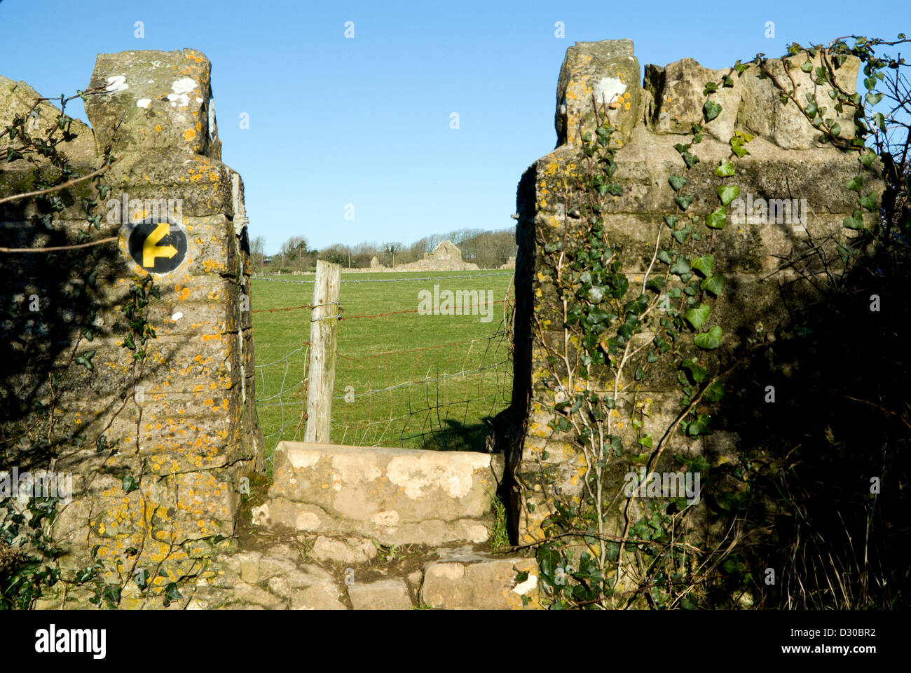 Stile sul sentiero costiero Vale of Glamorgan South wales uk Foto Stock