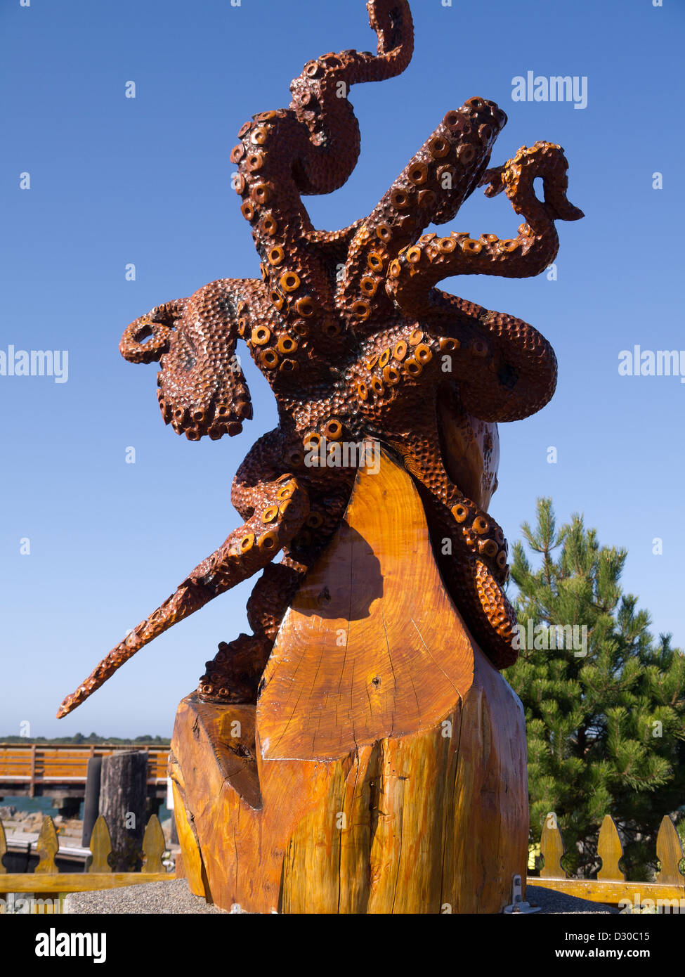 Il polpo Carving nella città costiera di Firenze nella California del Nord e Stati Uniti d'America Foto Stock