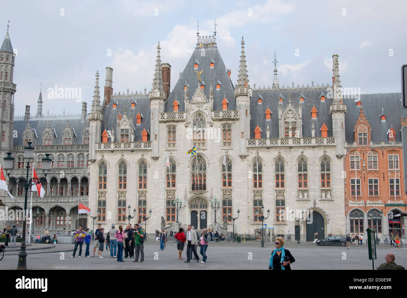 Dettagli architettonici del Provinciaal Hof in Bruges Begium Foto Stock