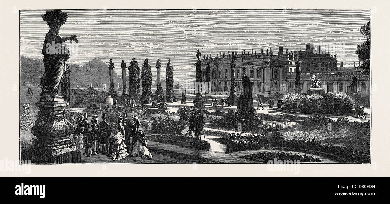 Il principe e la principessa di Galles a Chatsworth: giardino alla francese Foto Stock