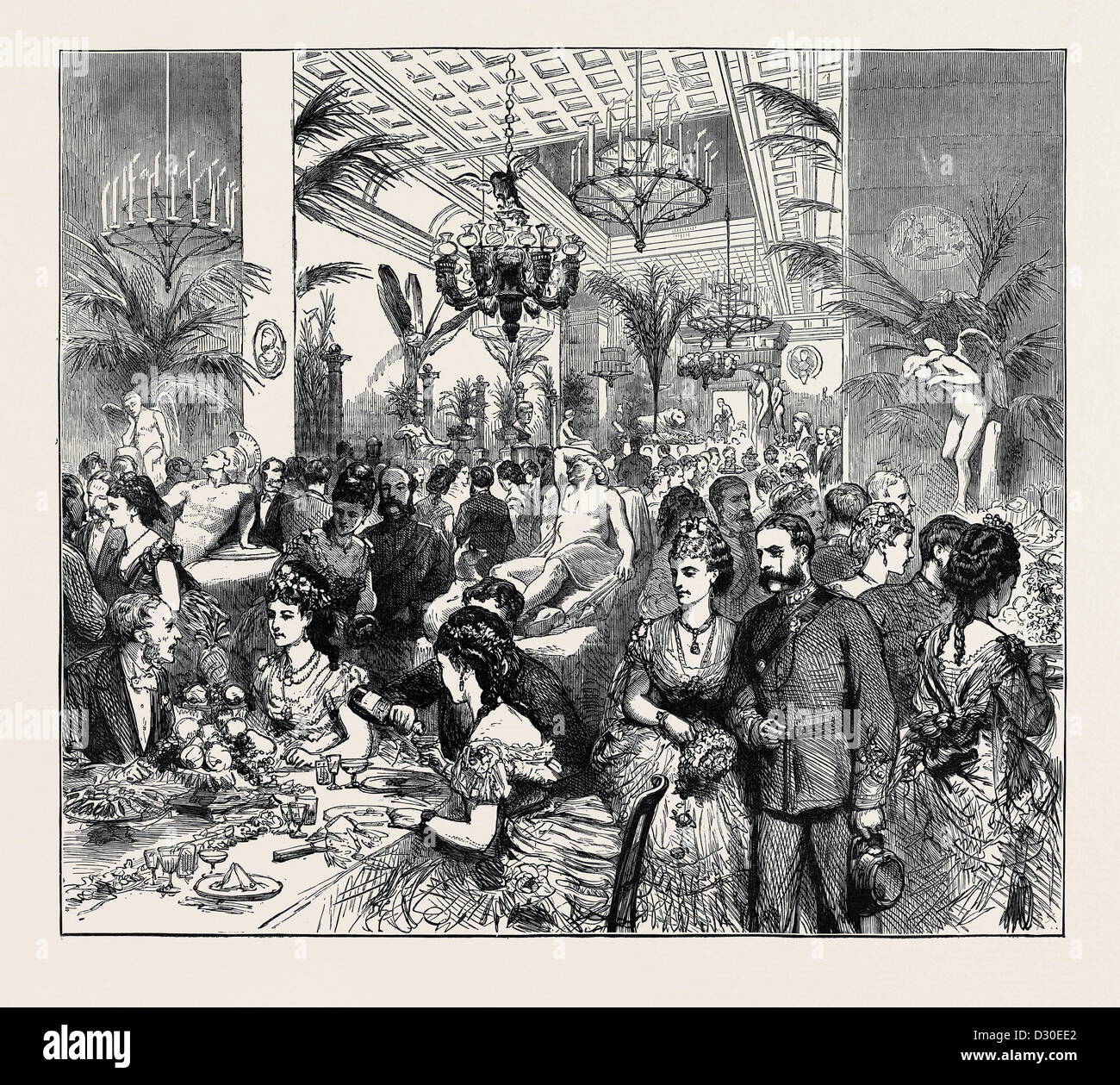 Il principe e la principessa di Galles a Chatsworth: la cena nella galleria di scultura, CHATSWORTH Foto Stock