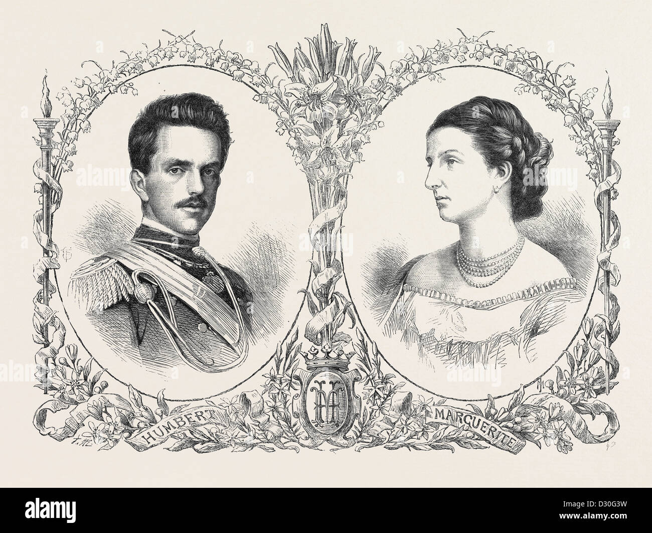 Il principe ereditario Umberto di Italia e la Principessa Margherita di Savoia 1868 Foto Stock