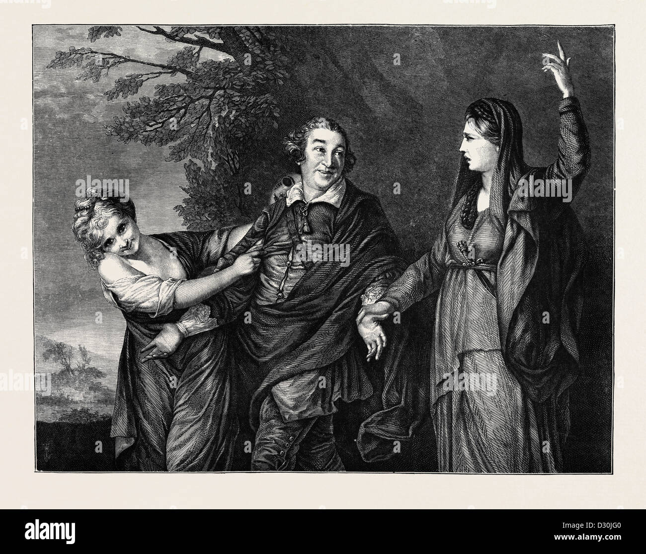 GARRICK tra "Tragedia" e "Commedia", da Sir Joshua Reynolds Foto Stock