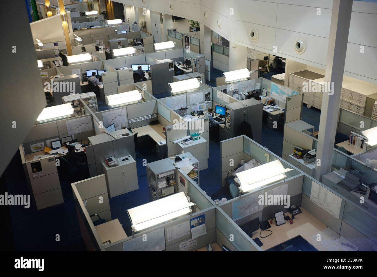foto in alto di moderni uffici edificio cubicoli canada individuale isolato cubi distanziati Foto Stock