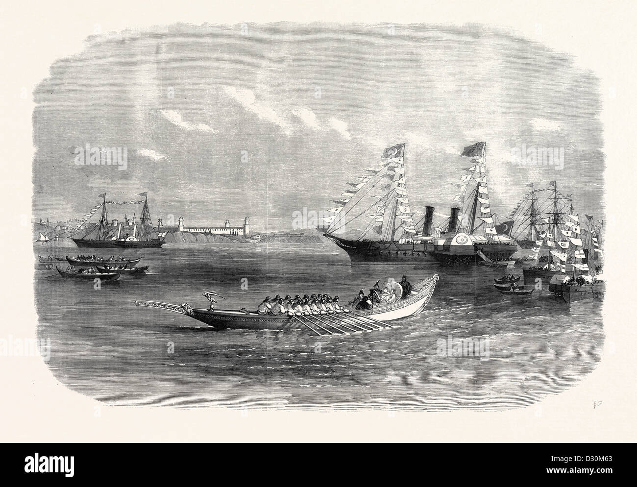 Arrivo del Principe e della principessa di Galles a Costantinopoli Istanbul Turchia 1869 Foto Stock