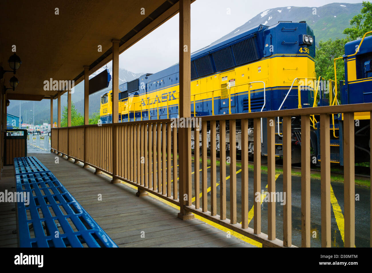 Alaska Railroad locomotiva, Seward, Alaska, STATI UNITI D'AMERICA Foto Stock