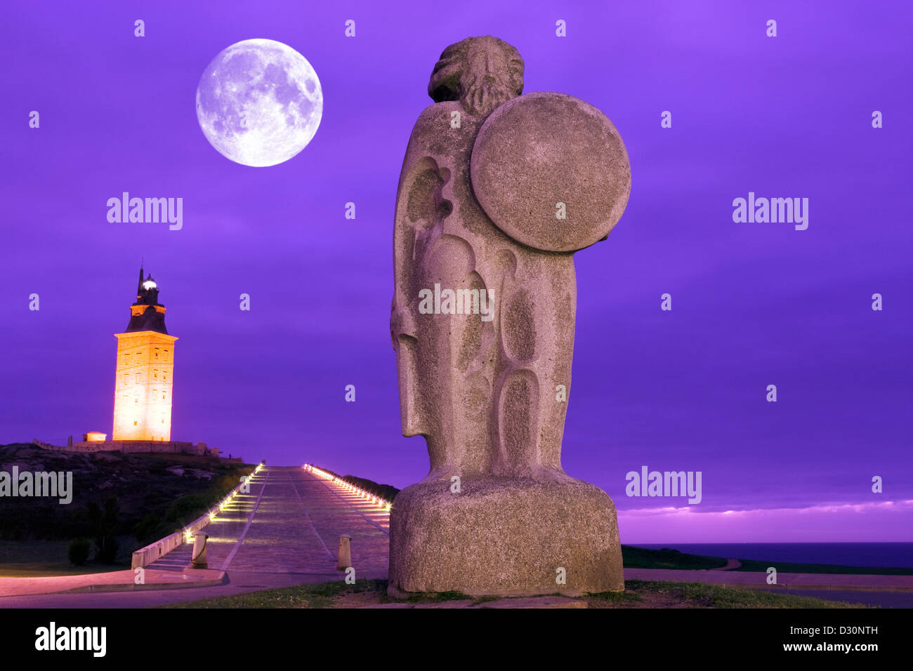 Monumento BREOGAN (©XOSE CID MENOR 1995) Torre di Hercules faro romano LA CORUNA Galizia Spagna Foto Stock