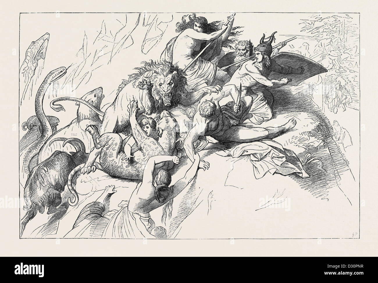 Una foto da Wilhelm von Kaulbach: Una bestia feroce lotta durante il diluvio Foto Stock