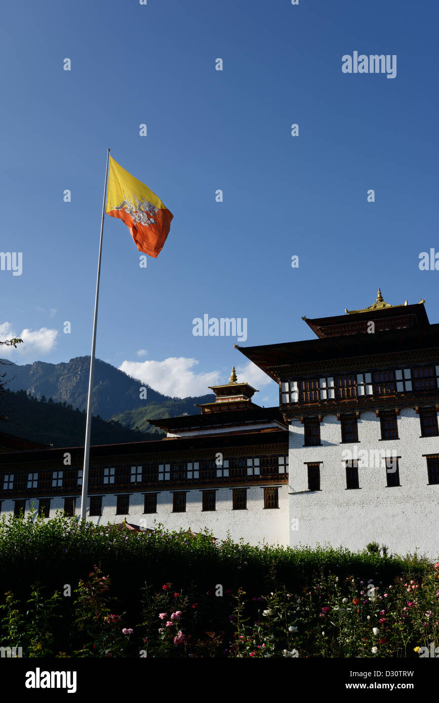 Trashi Chhoe Dzong o Trashi chodzong,fortezza. Ora parte del governo centrale che ospita sala del trono.,36MPX Foto Stock