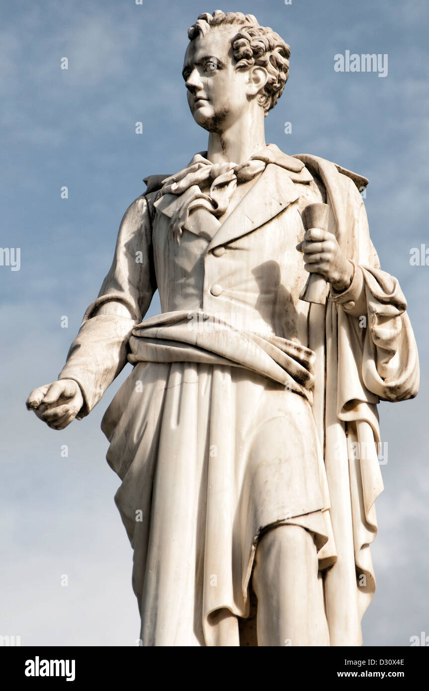Statua di Lord Byron a Mesolonghi, Grecia Foto Stock