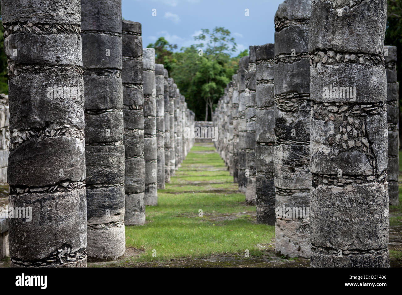 Maya calendario di pietra a Chichen Itza, Messico Foto Stock