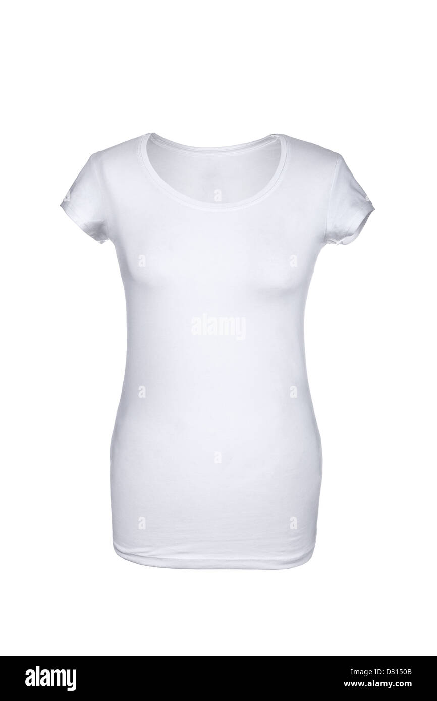 Pianura Femmina Cavo T-Shirt, isolato su sfondo bianco Foto Stock