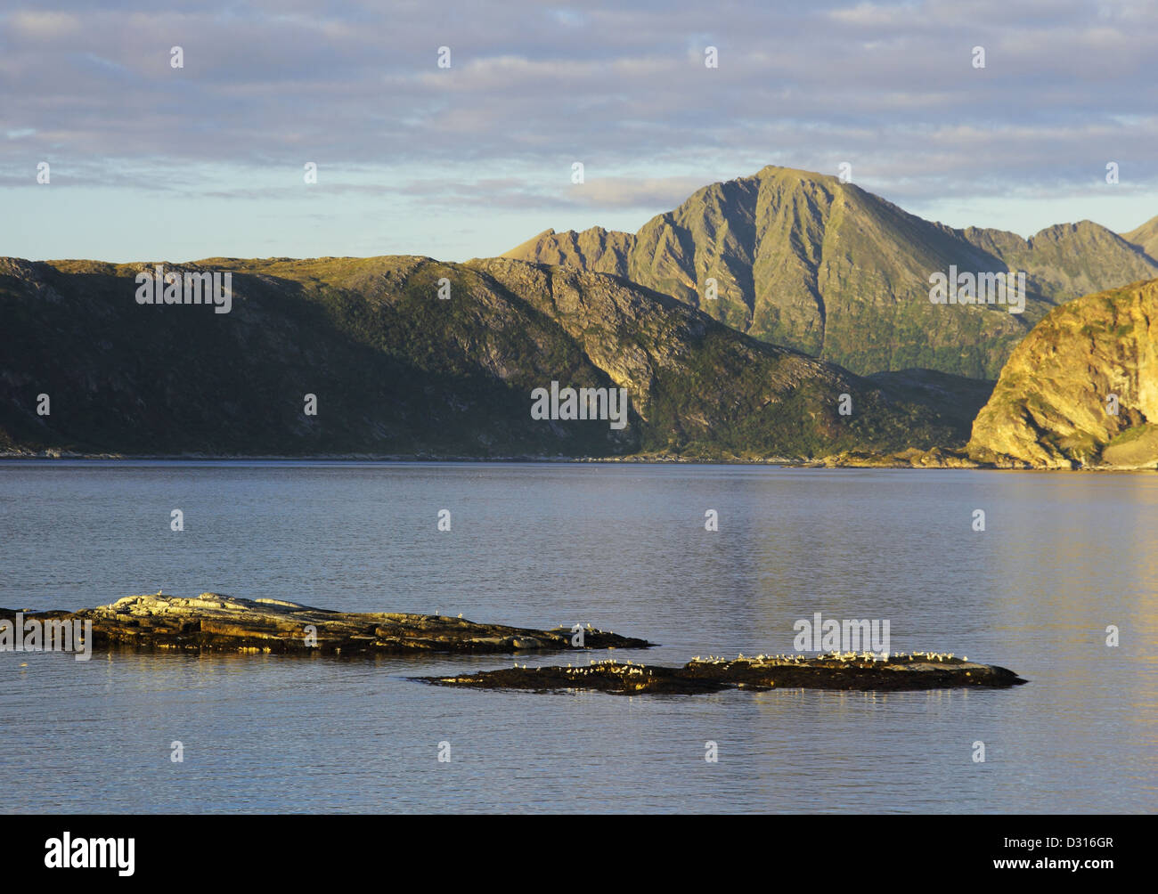 Isole vicine Sommaroya, Troms County, nel nord della Norvegia Foto Stock