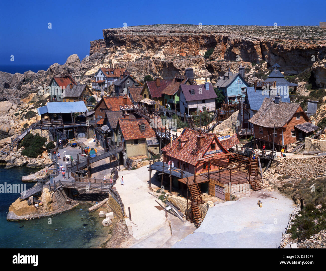 Ex set cinematografico. Popeye village, Malta Foto Stock
