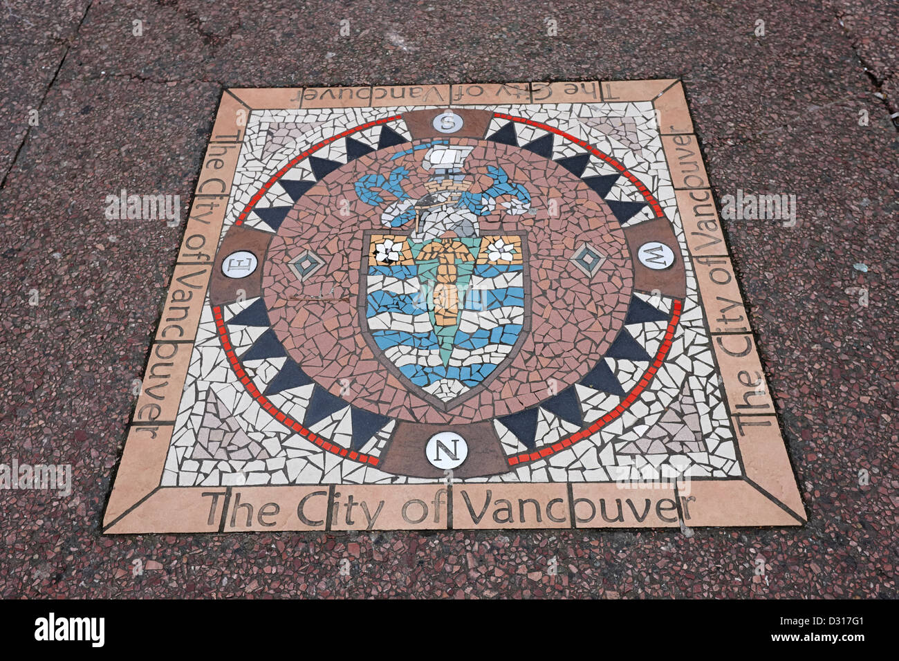 Città di Vancouver mosaico di cresta della strada di gastown Vancouver BC Canada Foto Stock