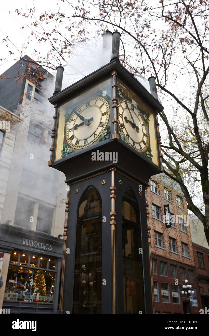 Vecchio Steam alimentato orologio sul water street nello storico quartiere Gastown Vancouver BC Canada Foto Stock