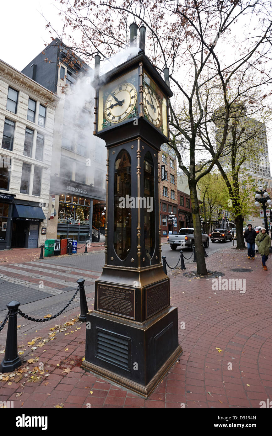 Vecchio Steam alimentato orologio sul water street nello storico quartiere Gastown Vancouver BC Canada Foto Stock