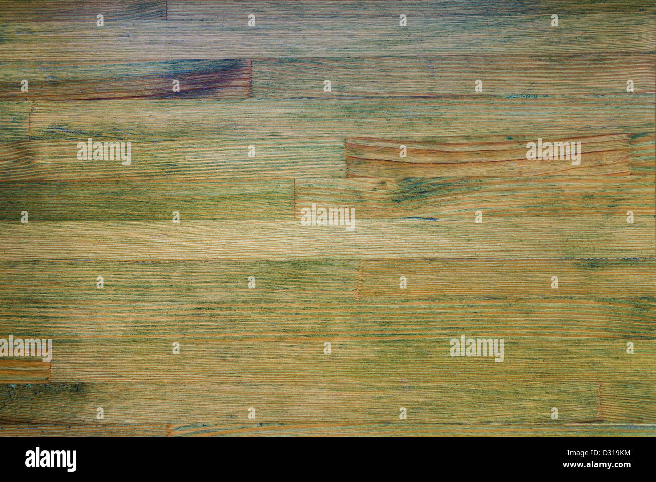 Legno stagionato sfondo con colore verde Foto Stock