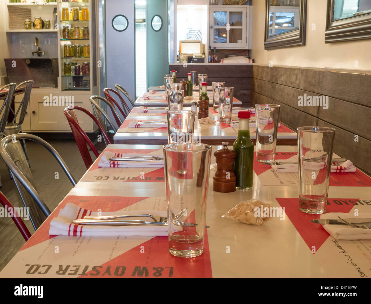 Ristorante interno, L & W Oyster Co., NYC Foto Stock