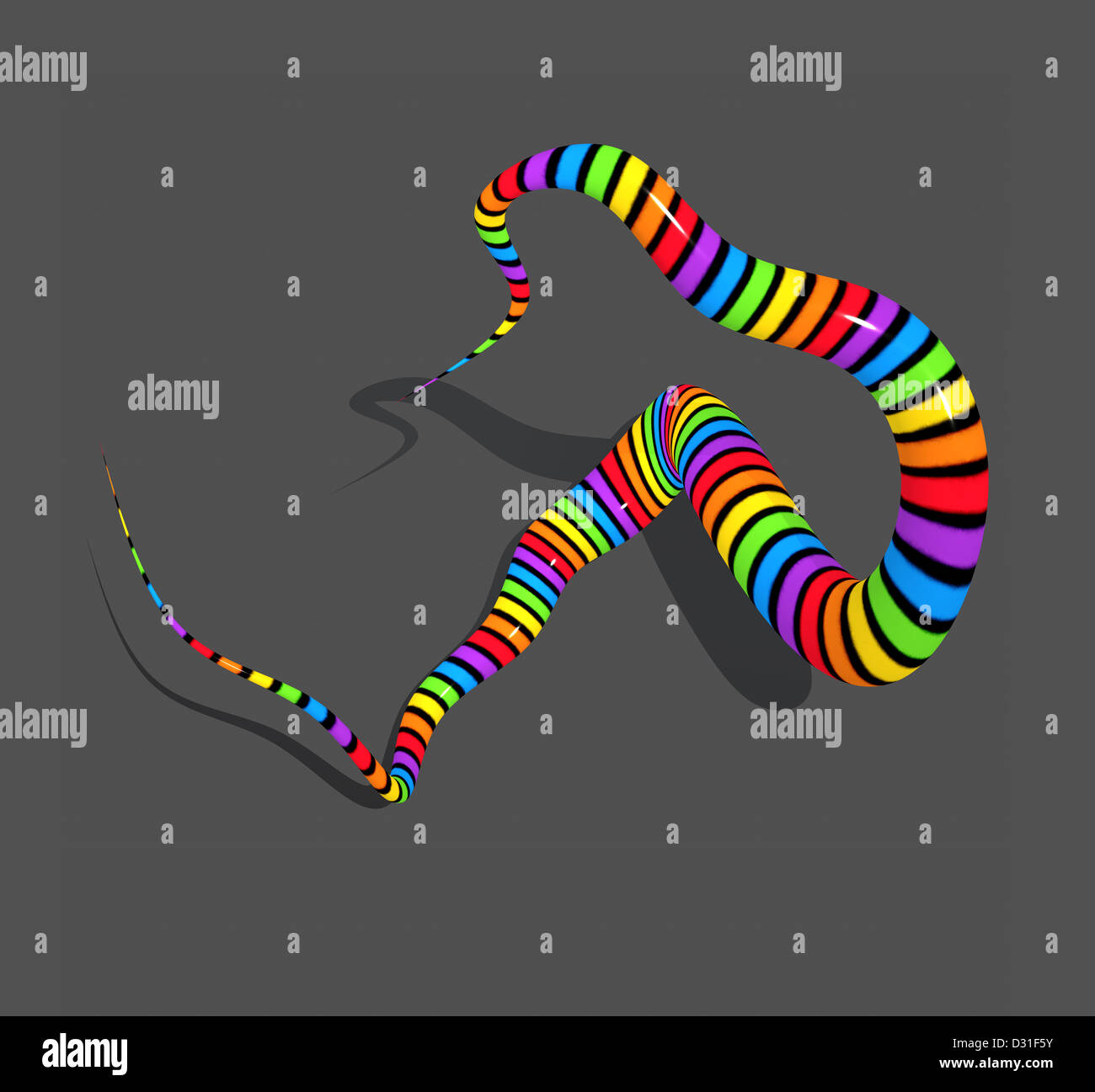 3d spray astratta rainbow colore forma ricci su grigio Foto Stock