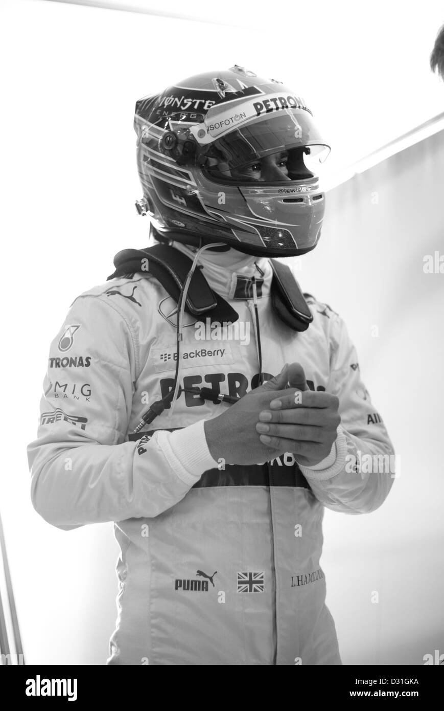 Jerez de la frontera, Spagna. Il 6 febbraio 2013. Motorsports: FIA Formula One World Championship 2013, F1 Test Jerez, Test day 2, Lewis Hamilton (GBR, Mercedes AMG F1). Credito: dpa picture alliance / Alamy Live News Foto Stock