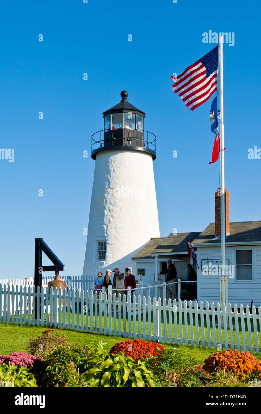 Pemaquid Point lighthouse e Museo di pescatori Pemaquid Maine USA Stati Uniti d'America Foto Stock