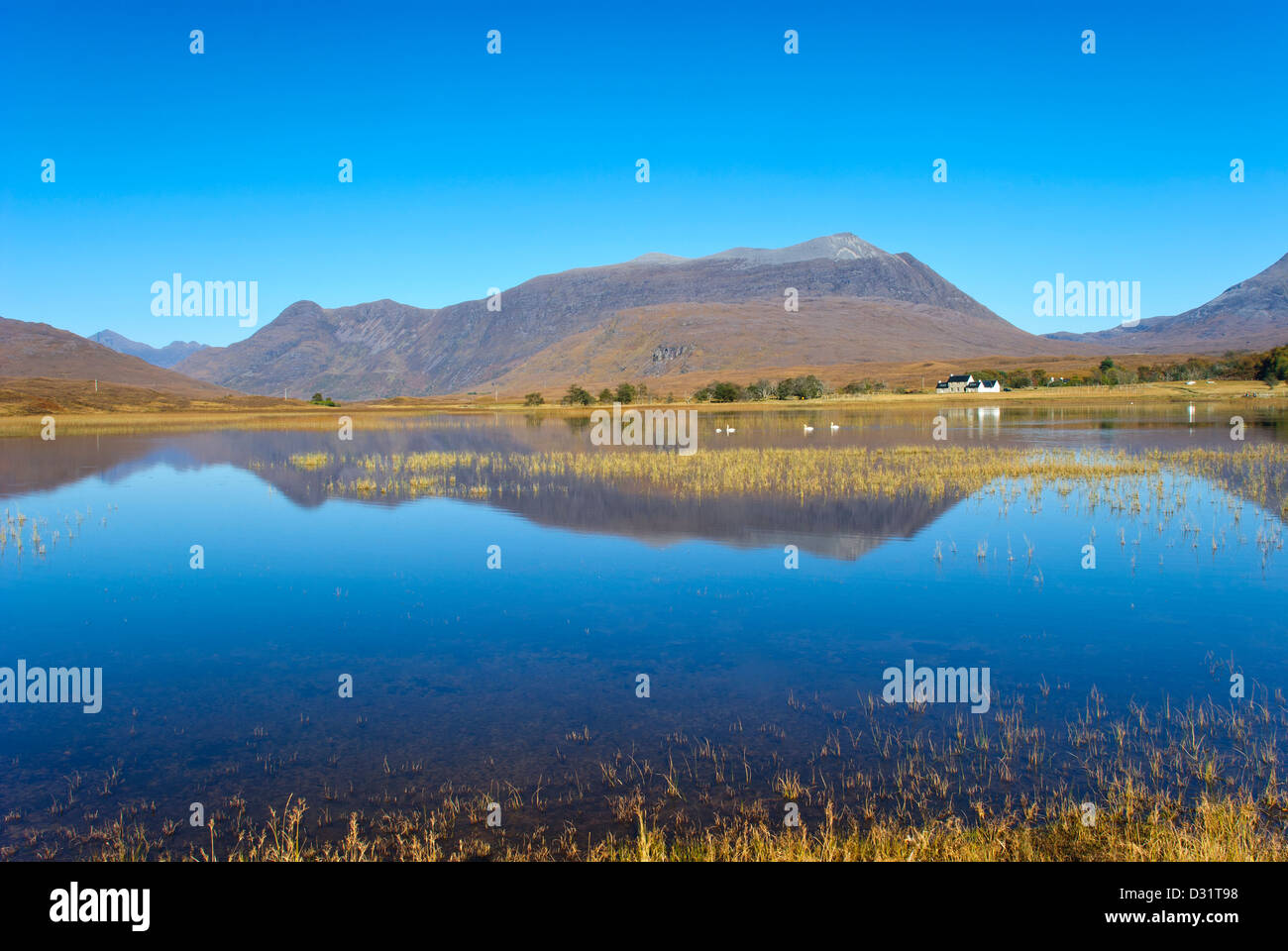 Loch Coultrie e Beinn Damh, Wester Ross, Scotland, Regno Unito Foto Stock
