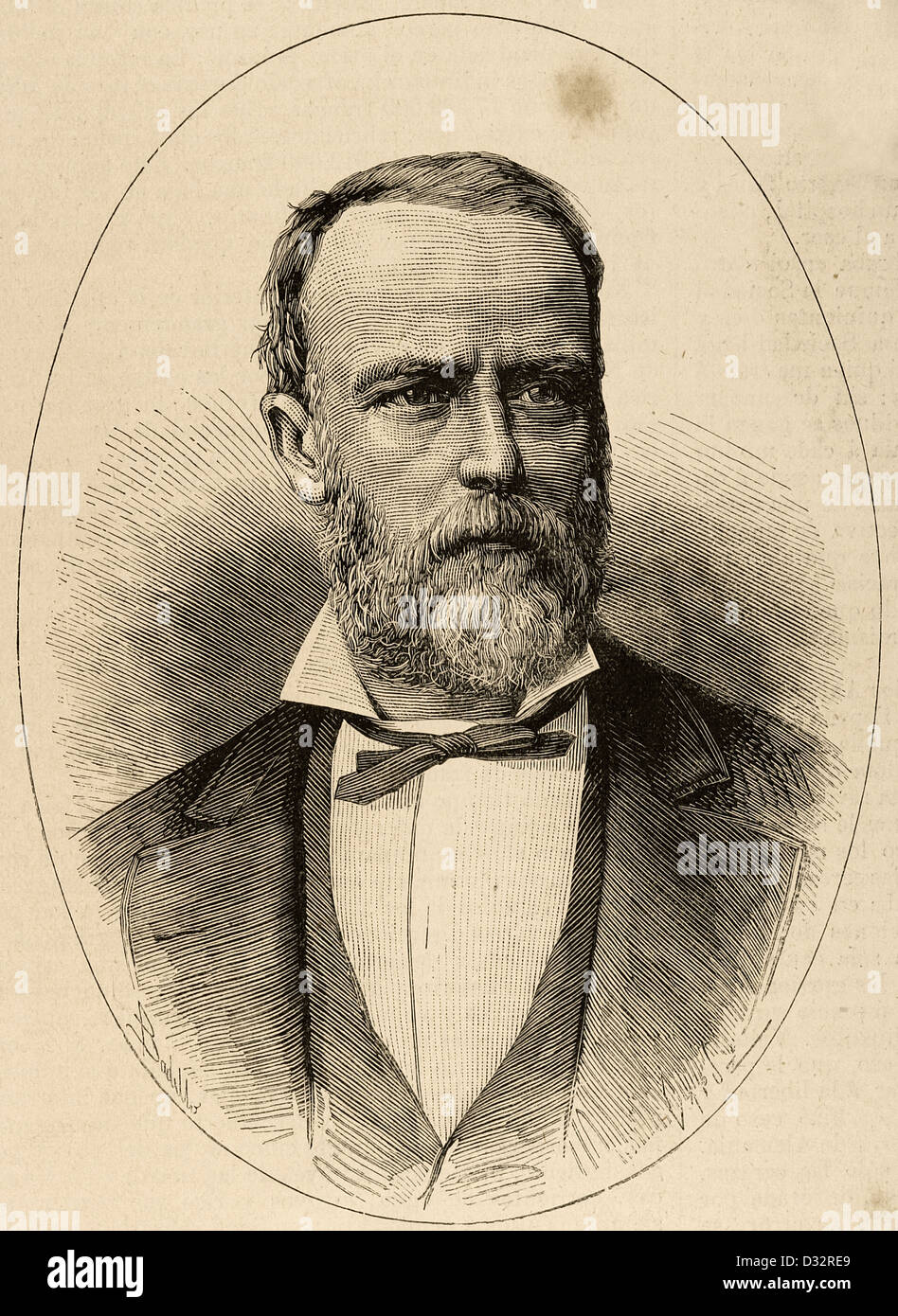 Eduardo Basabilbaso (1835-1907). Uomo politico argentino. Incisione di spagnoli e illustrazione americana, 1879. Foto Stock