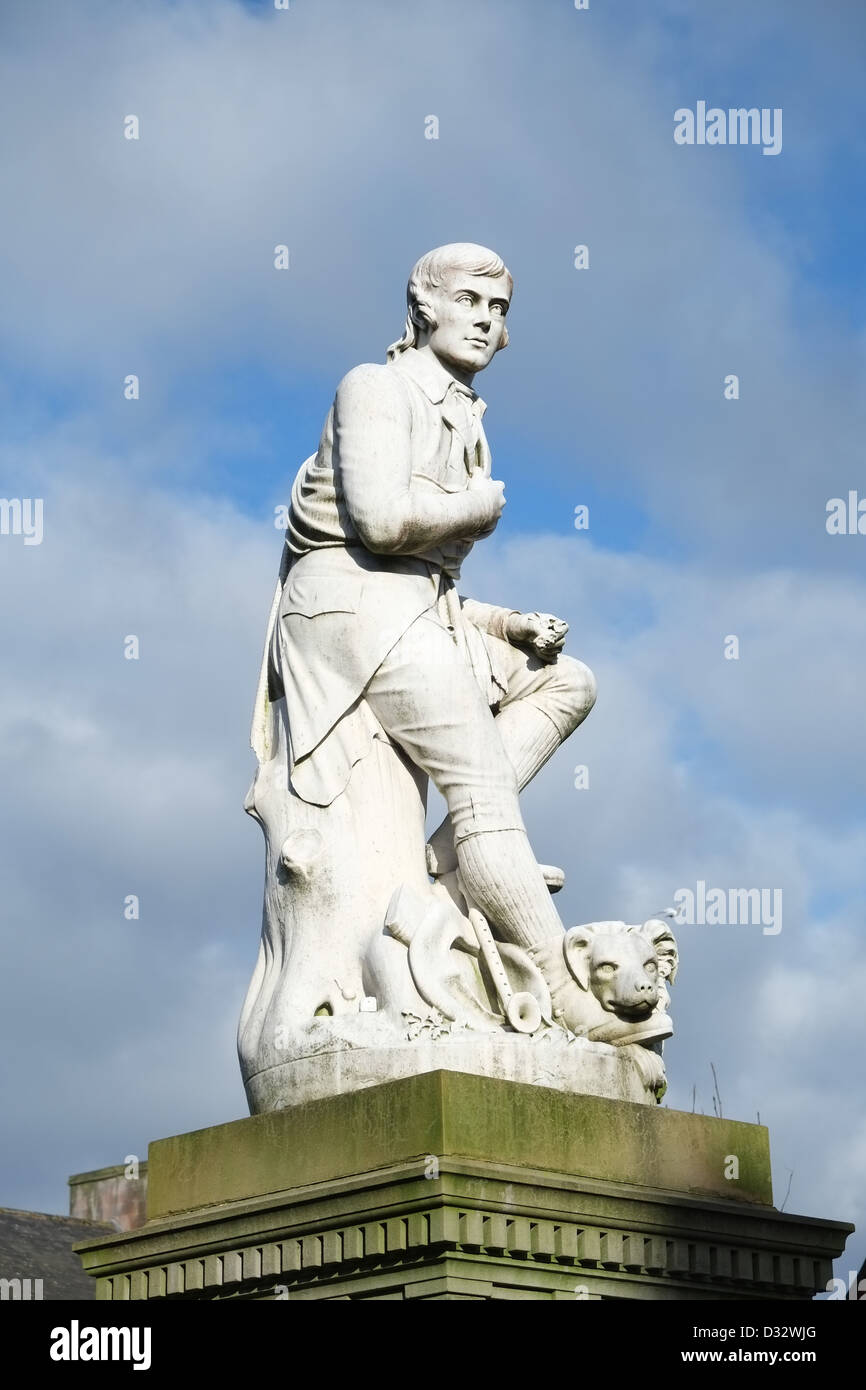 Robert Burns statua, Dumfries Scozia SW, Gran Bretagna Foto Stock