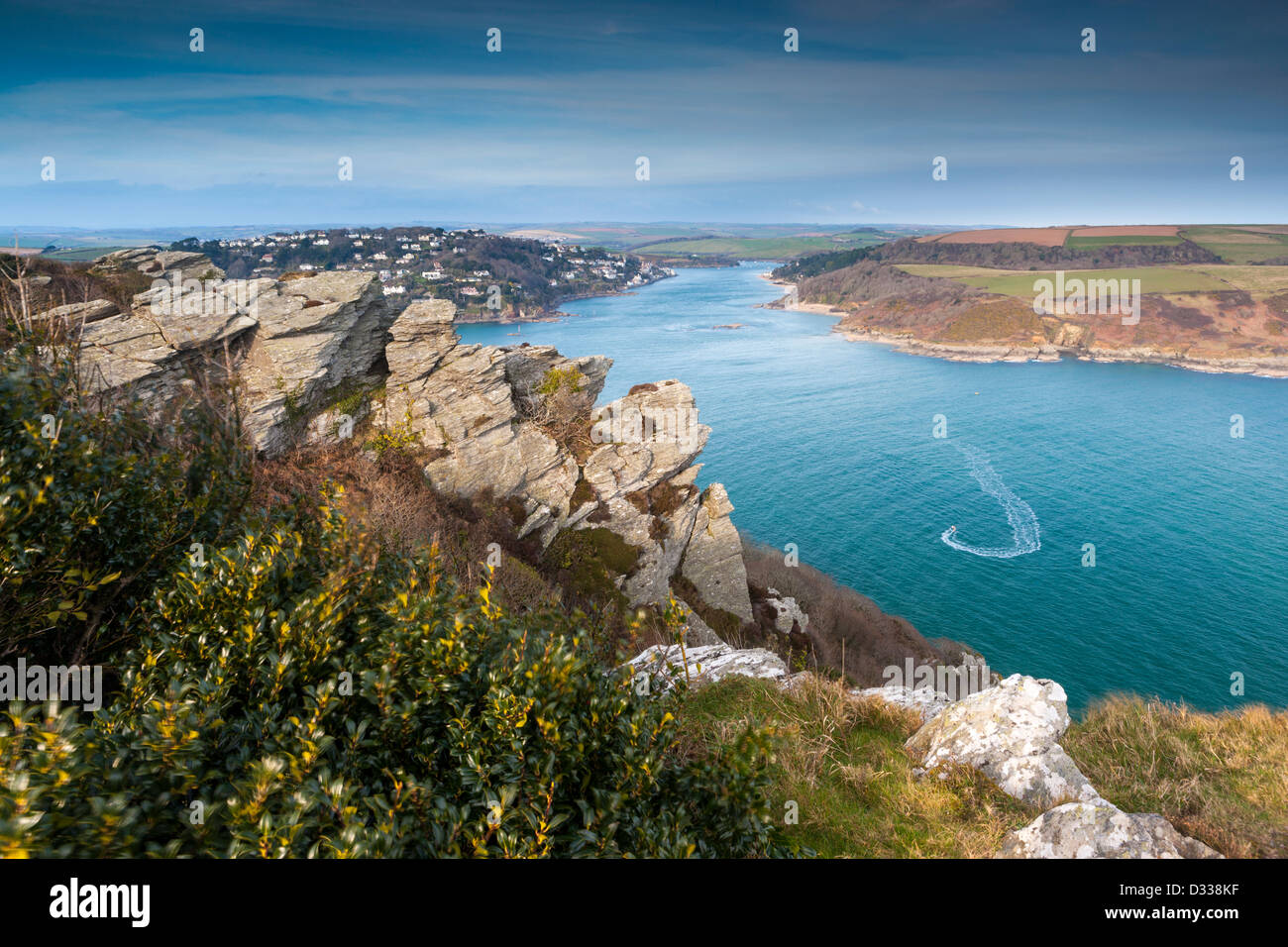 Guardando a Nord dalla Sharp Tor in tutta la barra verso Salcombe, South Devon Foto Stock