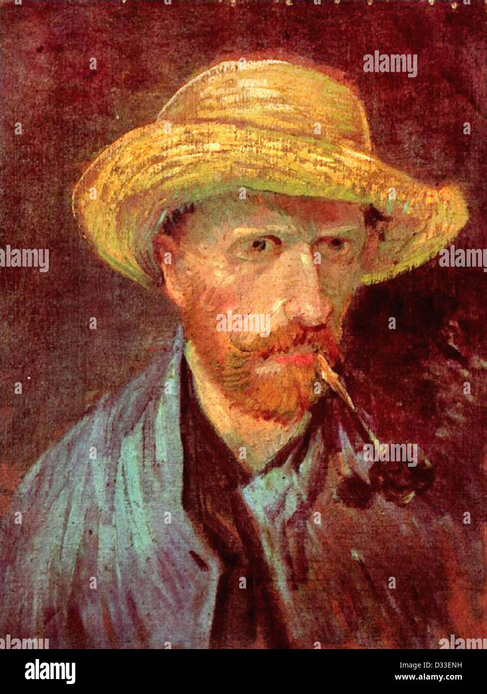 Vincent van Gogh: Autoritratto con cappello di paglia e il tubo. 1887. Olio  su tela. Van Gogh Museum di Amsterdam, Paesi Bassi Foto stock - Alamy
