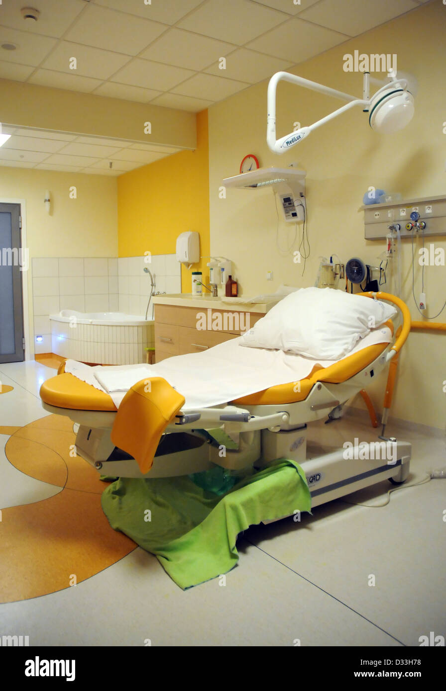 Sala parto in ospedale in Polonia Foto Stock