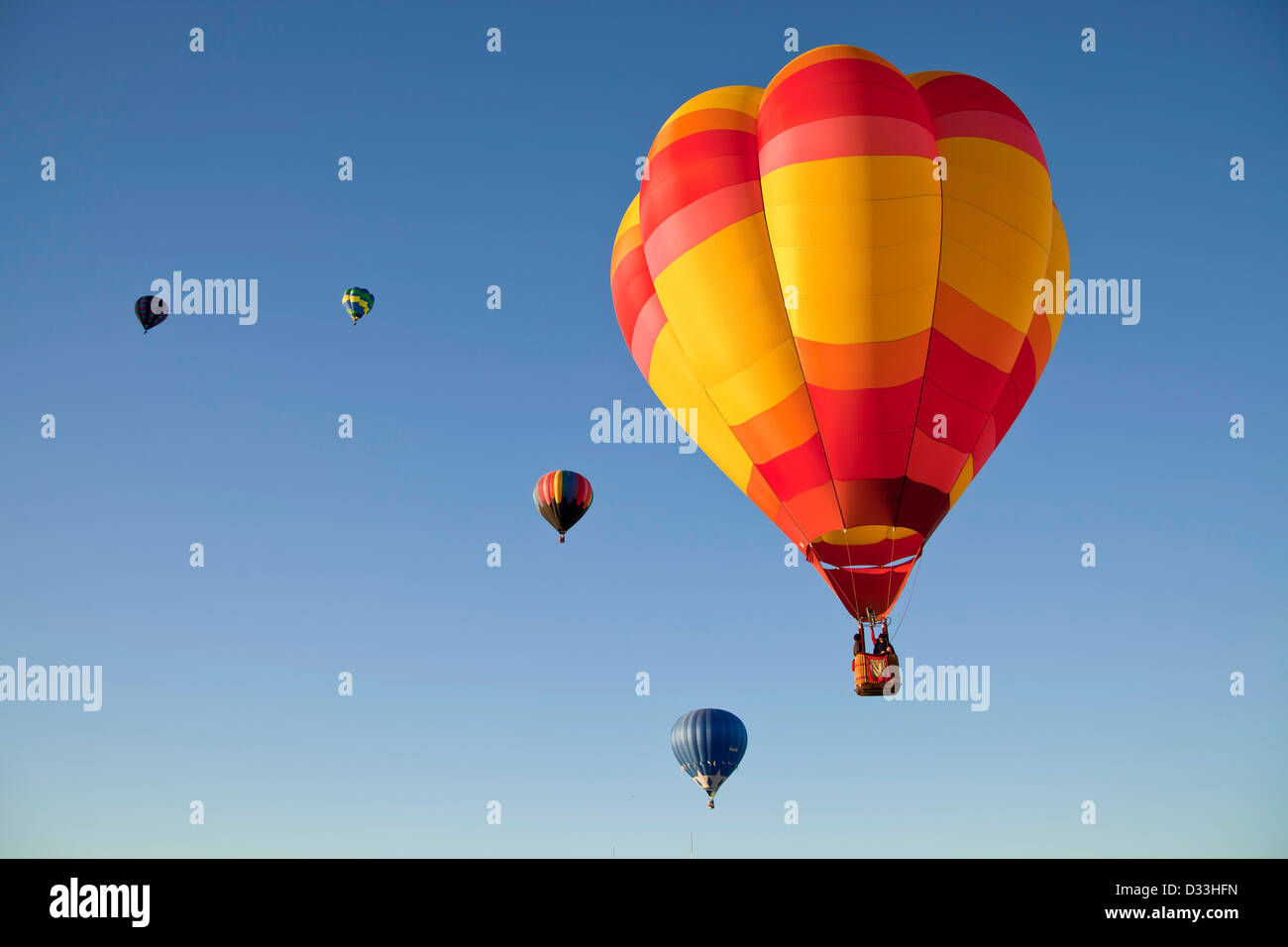 I palloni ad aria calda nel cielo a t egli Yuma Balloon Festival a Yuma, Arizona, Stati Uniti d'America, STATI UNITI D'AMERICA Foto Stock