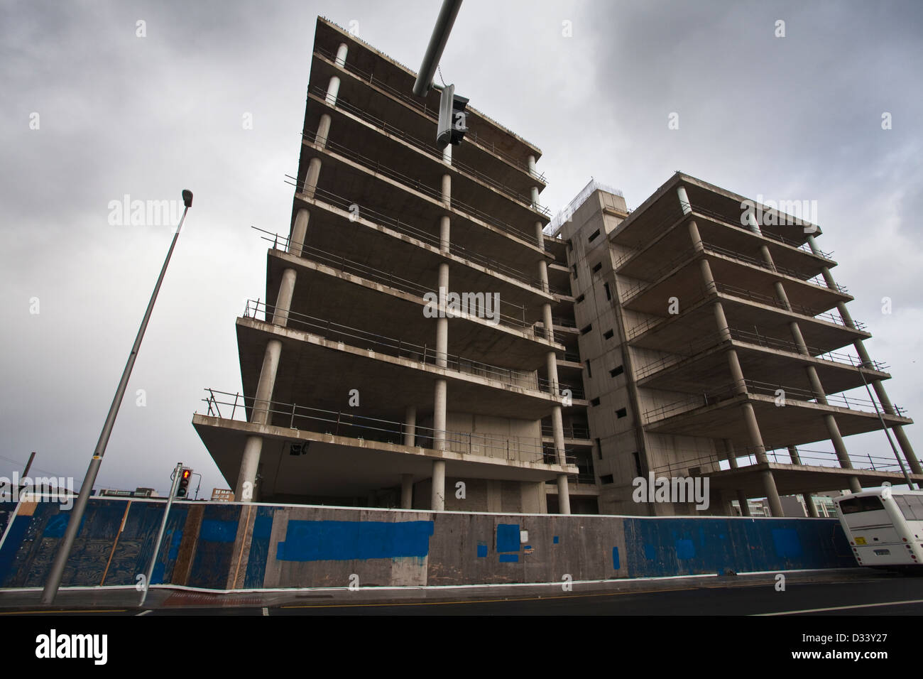 Abbandonati i locali della prevista nuova sede di Anglo Irish Bank a Spencer Dock, Dublino, Irlanda. Foto Stock
