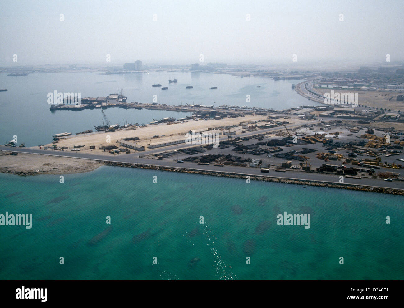 Il Qatar Aerial del Porto degli anni settanta Foto Stock