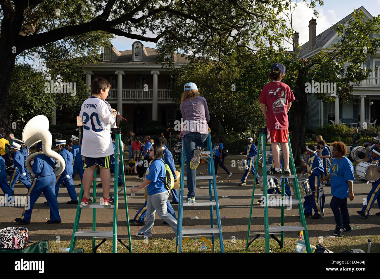 Mardi Gras Parade new orleans st charles avenue Foto Stock